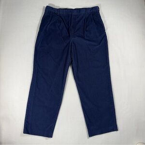 Lands End Men’s Blue Corduroy Pants 40 Long Pleated Classic Fit Cotton Preppy